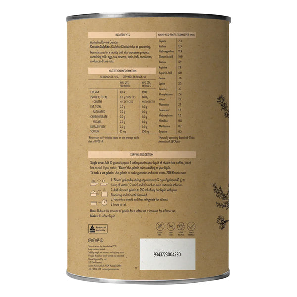 Nutra Organics Australian Gelatin Gut Wellbeing Unflavoured 500g Powder
