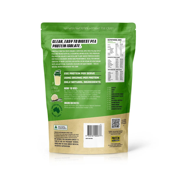Protein Supplies Australia Organic Pea Protein Isolate Vanilla 1KG