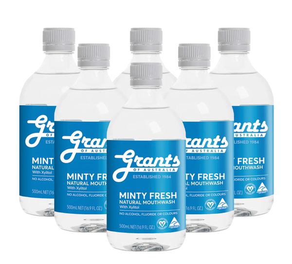 6 x Grants Of Australia Natural Mouthwash Minty Fresh 500ml