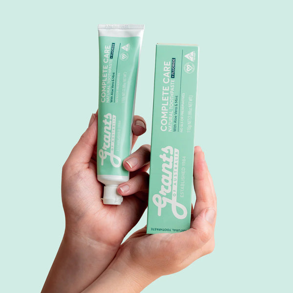 12 x Grants Natural Toothpaste Complete Care + Fluoride with Aloe Vera & Mint 110g