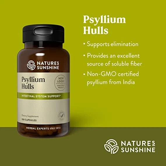 Nature's Sunshine Psyllium Hulls 500mg 100 Capsules