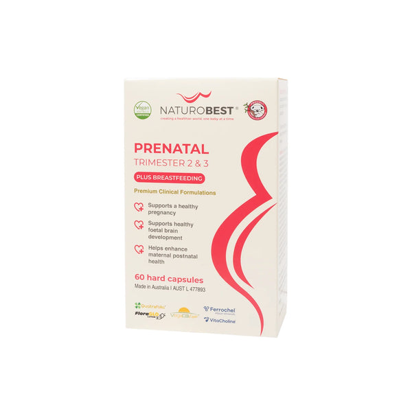NaturoBest Prenatal Trimester 2 & 3 Plus Breastfeeding 60 Capsules