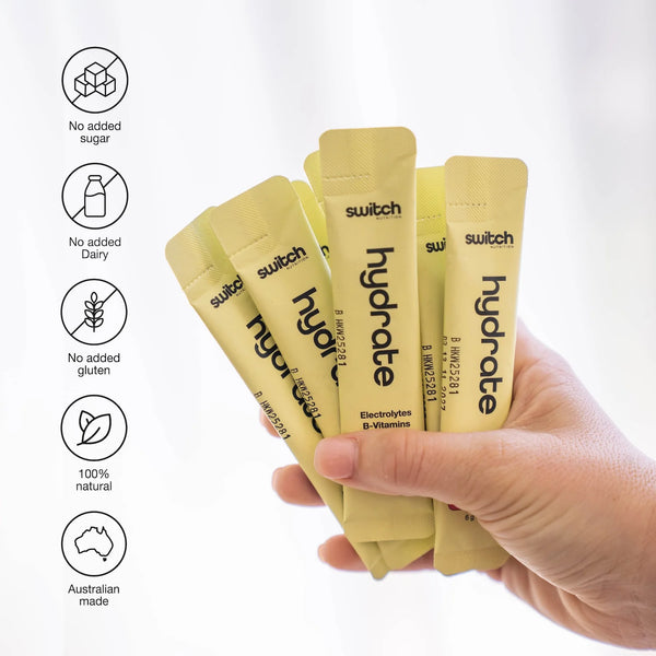 Switch Nutrition Hydrate Electrolytes Assorted Flavours 20 x 6g Sachets No Added Sugar