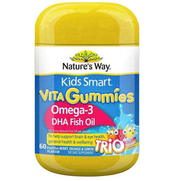 Nature's Way Kids Smart Vita Gummies Omega 3 DHA Fish Oil Trio 60 Pastilles