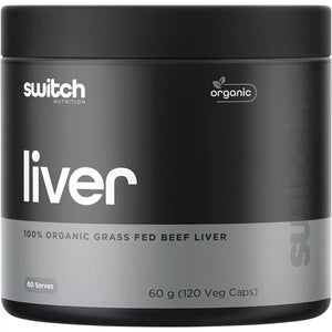 Switch Nutrition Liver 120 Capsules 100% Organic Grass Fed Beef Liver