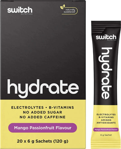 Switch Nutrition Hydrate Electrolytes Mango Passionfruit 20 x 6g Sachets