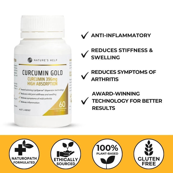 Nature's Help Curcumin Gold 396mg High Absorption 60 Capsules