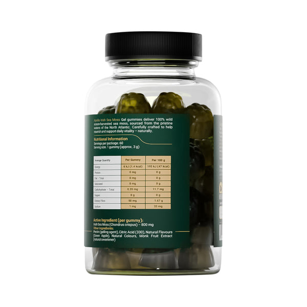 Apollo Irish Sea Moss 60 Gummies Green Apple Flavoured