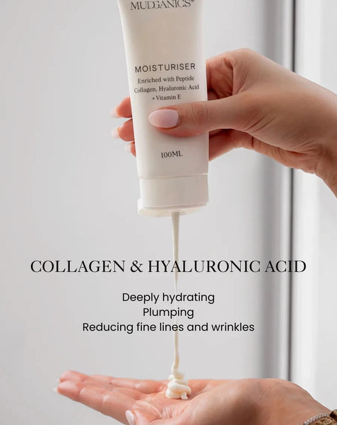 Mud Organics Moisturiser 100ml Peptide Collagen, Hyaluronic Acid + VItamin E