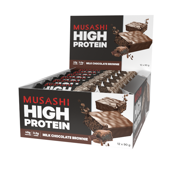 Musashi High Protein Bar Milk Chocolate Brownie 90g x 12 Bars
