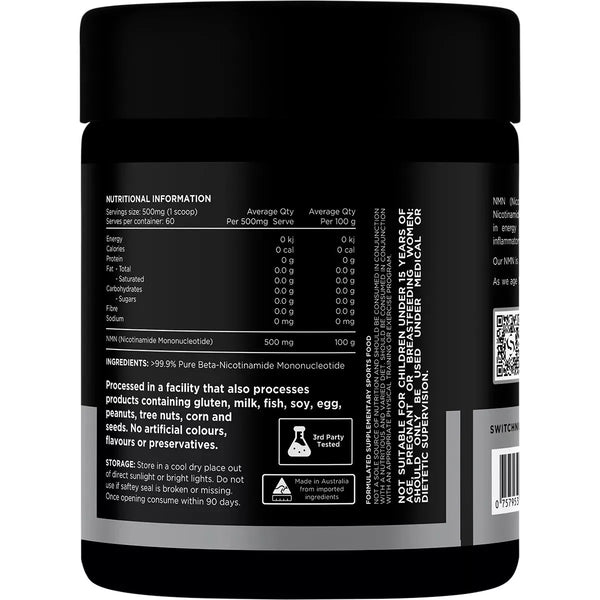 Switch Nutrition NMN 30g Pure Nicotinamide Mononucleotide Powder