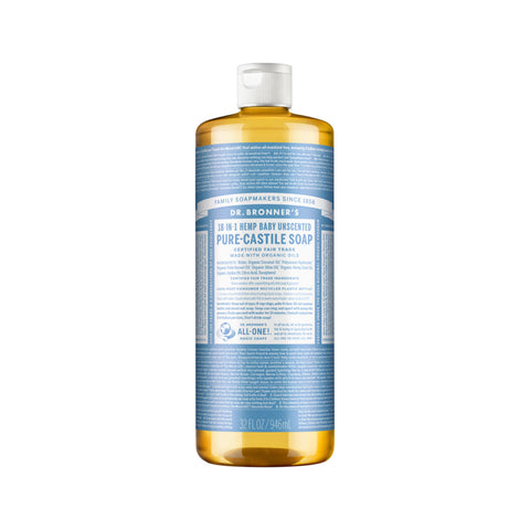 Dr. Bronner's Pure-Castile Soap Liquid 18 in 1 Hemp Baby Unscented 946ml