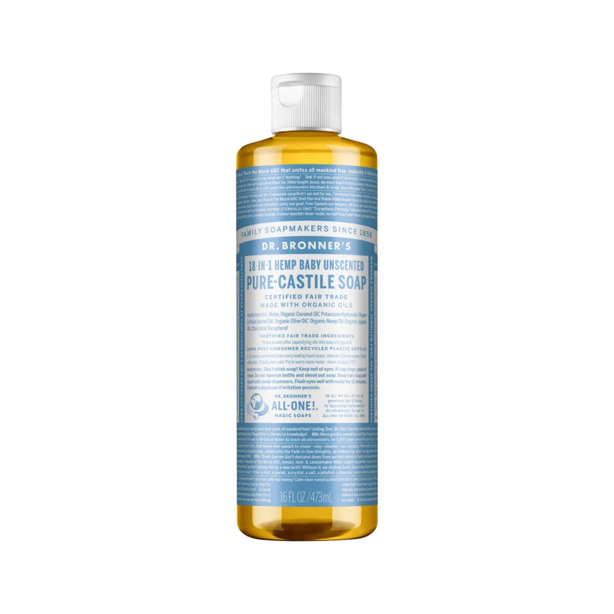 Dr. Bronner's Pure-Castile Soap Liquid 18 in 1 Hemp Baby Unscented 473ml