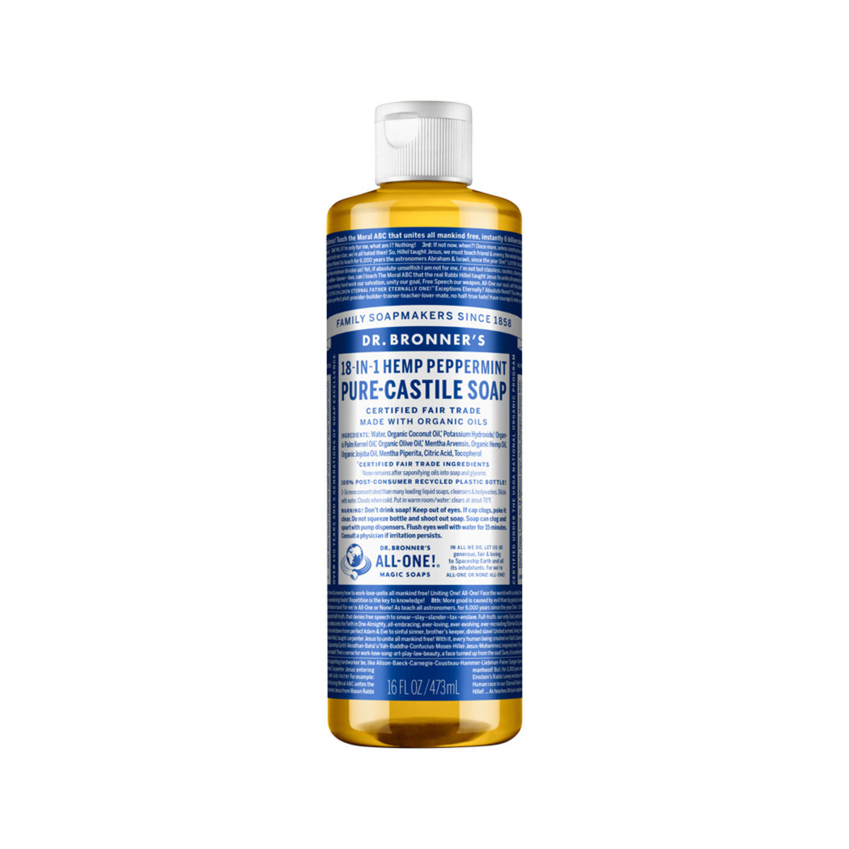 Dr. Bronner's Pure-Castile Soap Liquid 18 in 1 Hemp Peppermint 473ml