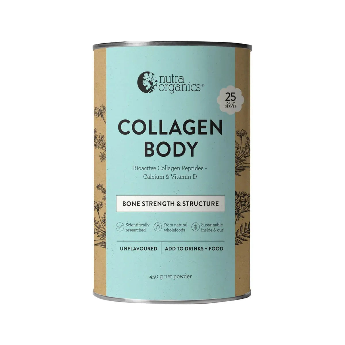 Nutra Organics Collagen Body 450g Bone Strength & Structure Unflavoured