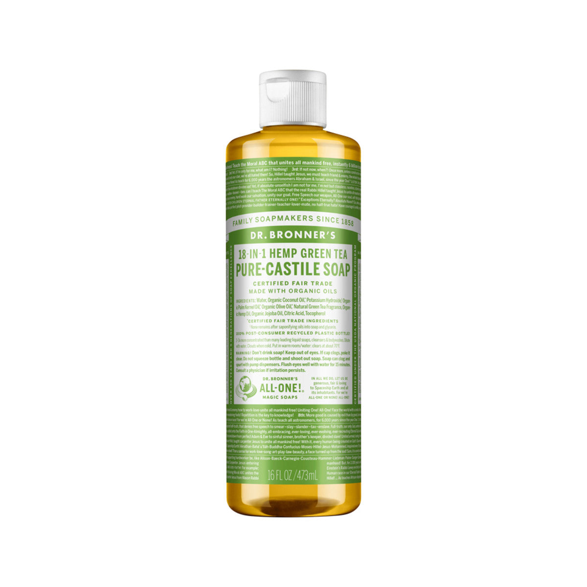 Dr. Bronner's Pure-Castile Soap Liquid 18 in 1 Hemp Green Tea 473ml