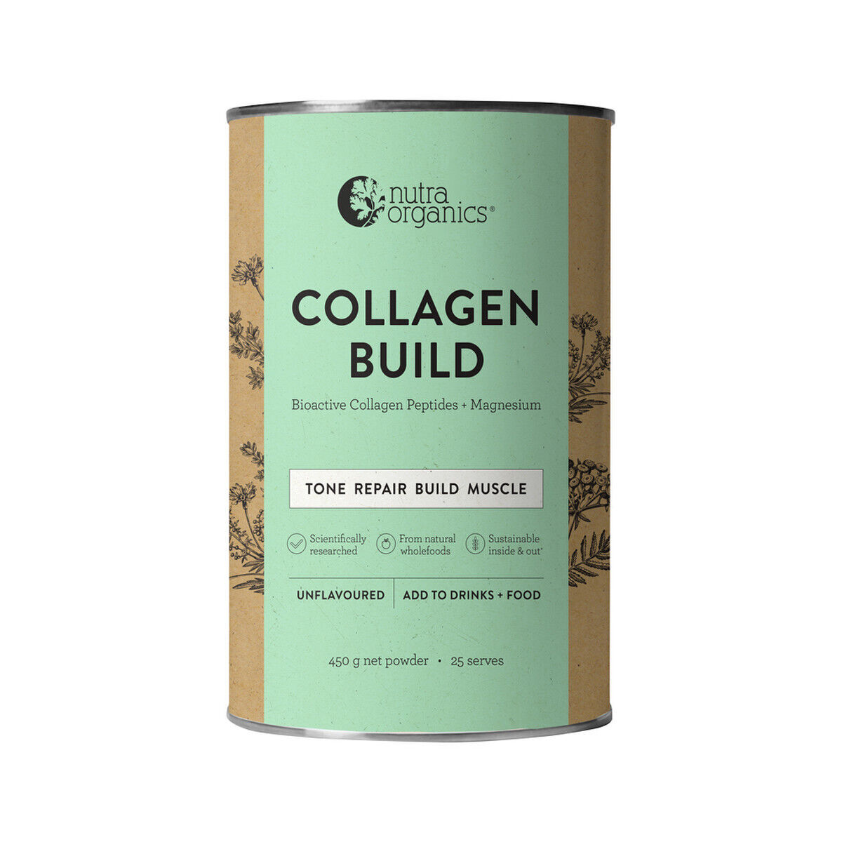 Nutra Organics Collagen Build Tone Repair Build Muscle 450g Unflavoured