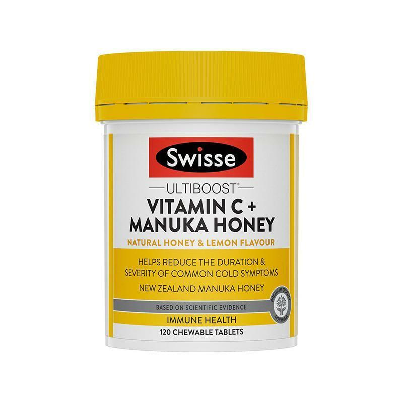 Swisse Ultiboost Vitamin C + Manuka Honey  Honey & Lemon Flavour 120 Chewable Tablets