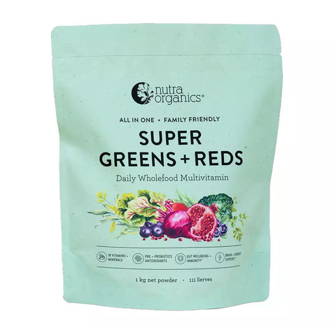 Nutra Organics Super Greens + Reds 1kg Wholefoods Multivitamin