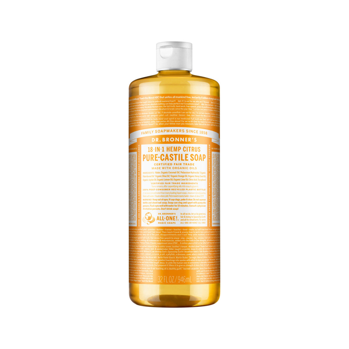 Dr. Bronner's Pure-Castile Soap Liquid 18 in 1 Hemp Citrus 946ml