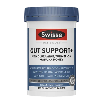 Swisse Ultiboost Gut Support+ 120 Tablets with Glutamine Turmeric & Manuka Honey