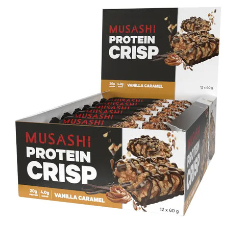 Musashi Protein Crisp Bar Vanilla Caramel 60g x 12 Bars