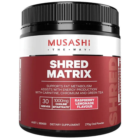 MUSASHI Shred Matrix 270g Raspberry Lemonade Flavour