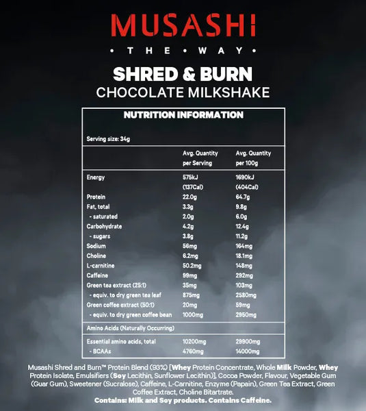 Musashi Shred and Burn Chocolate Milkshake 2KG