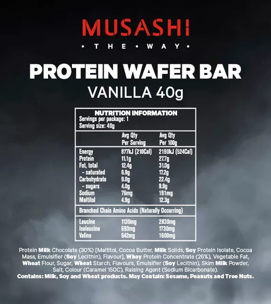 Musashi Protein Wafer Bar Vanilla 40g x 12 Bars