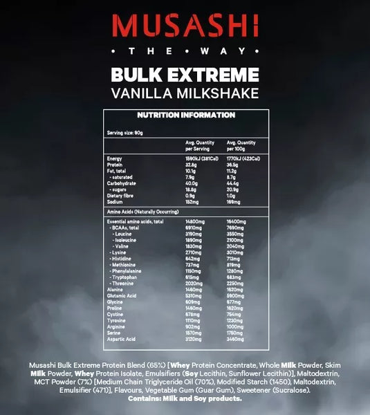 MUSASHI Bulk Extreme Protein Powder 2KG Chocolate Milkshake