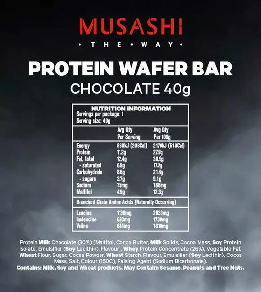 Musashi Protein Wafer Bar Chocolate 40g x 12 Bars