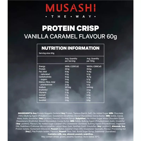 Musashi Protein Crisp Bar Vanilla Caramel 60g x 12 Bars