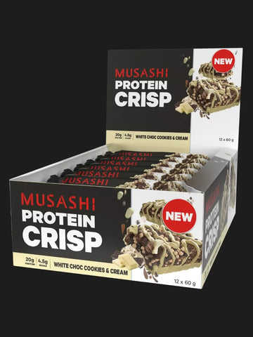 Musashi Protein Crisp Bar White Choc Cookies & Cream 60g x 12 Bars