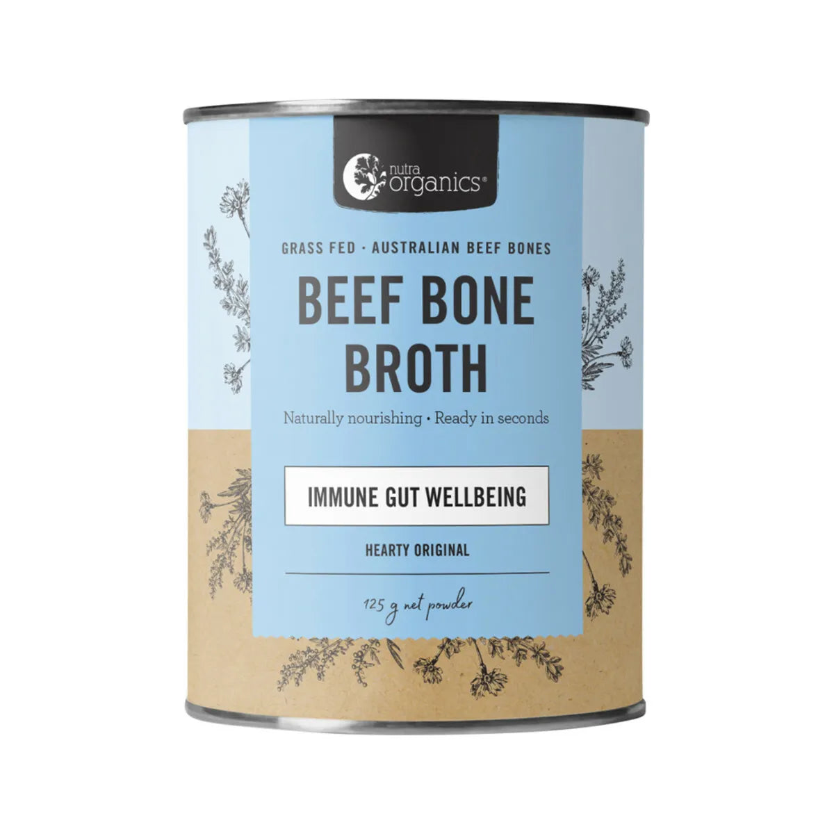 Nutra Organics Beef Bone Broth Hearty Original 125g Immune Gut Wellbing