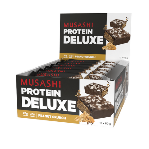 Musashi Protein Deluxe Bar Peanut Crunch 60g x 12 Bars