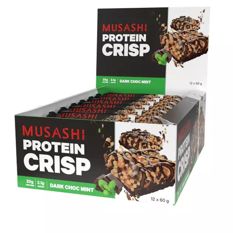 Musashi Protein Crisp Bar Choc Mint 60g x 12 Bars