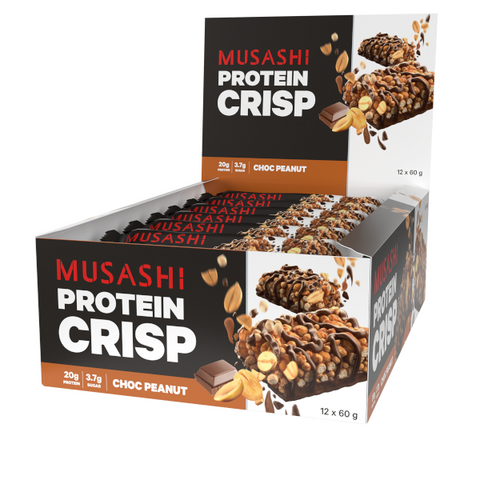 Musashi Protein Crisp Bar Choc Peanut 60g x 12 Bars