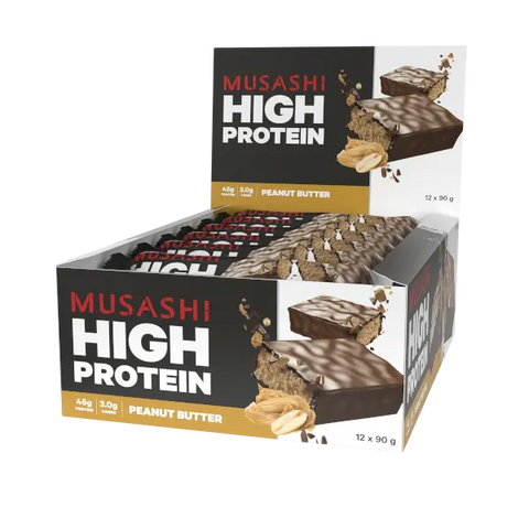 Musashi High Protein Bar Peanut Butter 90g x 12 Bars