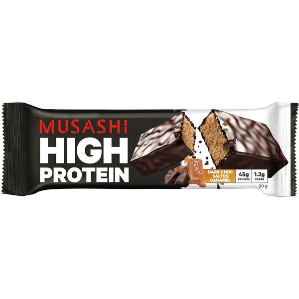 Musashi High Protein Bar Dark Choc Salted Caramel 90g x 12 Bars