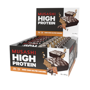 Musashi High Protein Bar Dark Choc Salted Caramel 90g x 12 Bars