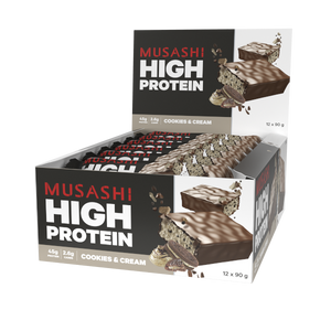 Musashi High Protein Bar Milk Cookies & Cream 90g x 12 Bars