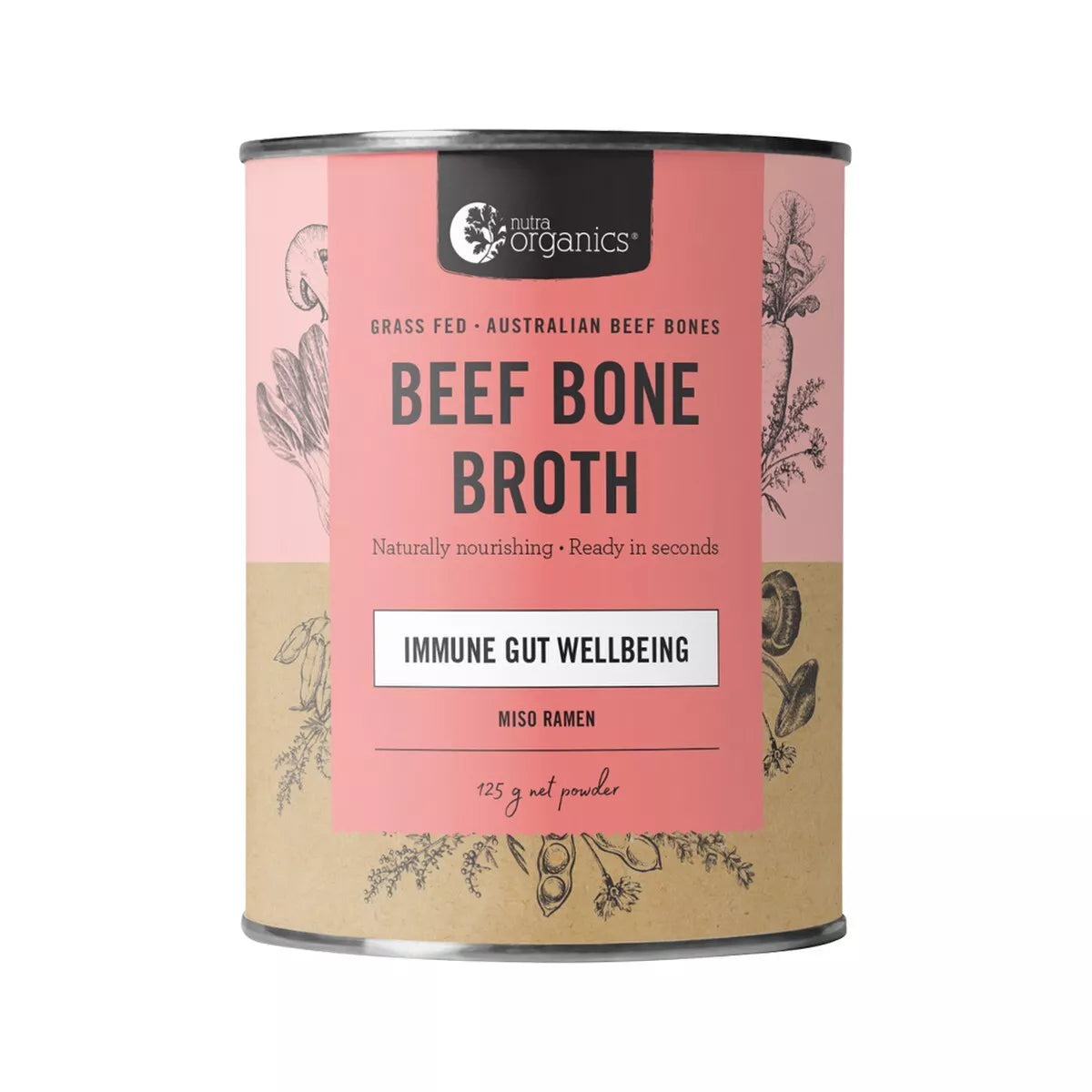 Nutra Organics Beef Bone Broth Miso Ramen 125g Immune Gut Wellbing