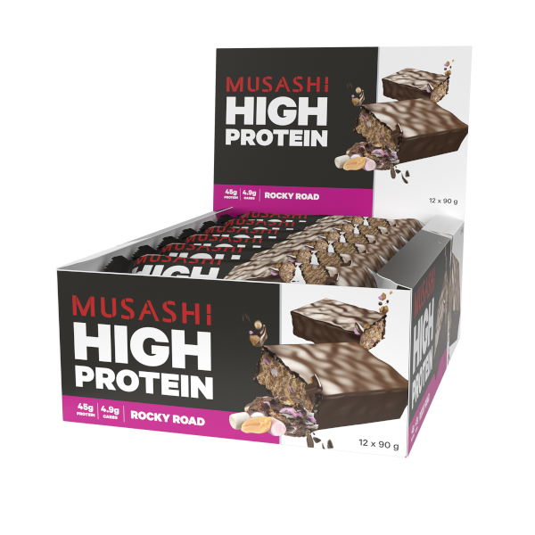 Musashi High Protein Bar Milk Rocky Road 90g x 12 Bars