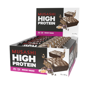 Musashi High Protein Bar Milk Rocky Road 90g x 12 Bars