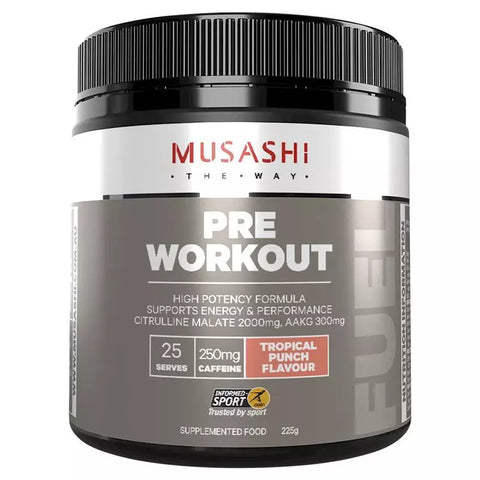 Musashi Pre Workout Tropical Punch 225g 25 Serves