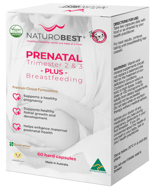 NaturoBest Prenatal Trimester 2 & 3 Plus Breastfeeding 60 Capsules