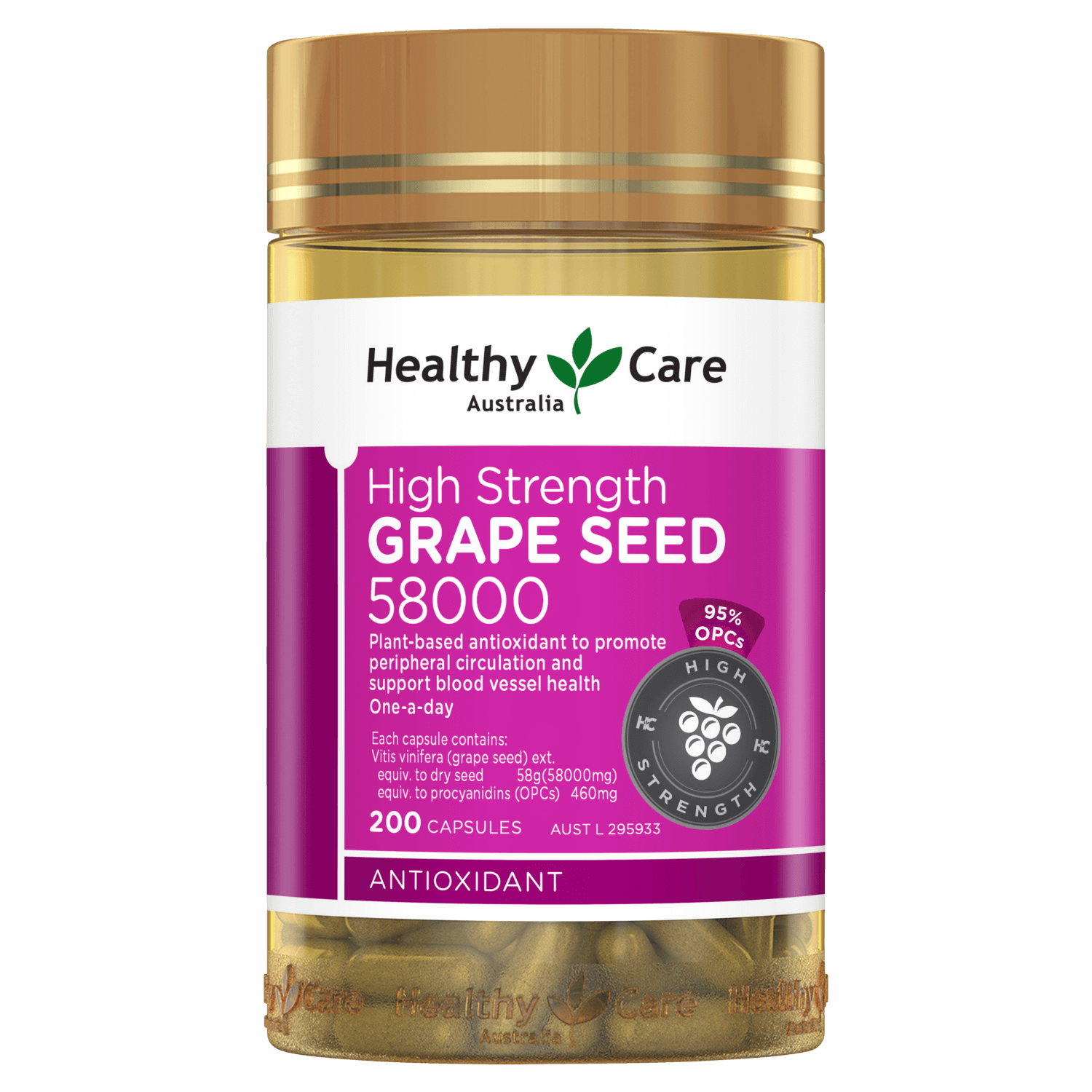 Healthy Care High Strength Grape Seed 58000 200 Capsules