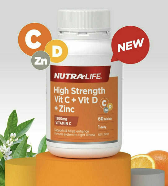 Nutra-Life High Strength Vit C + Vit D + Zinc 60 tablets